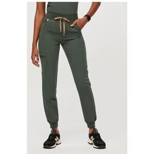 Womens High Waisted Zamora Jogger Scrub Pants Moss Size XS